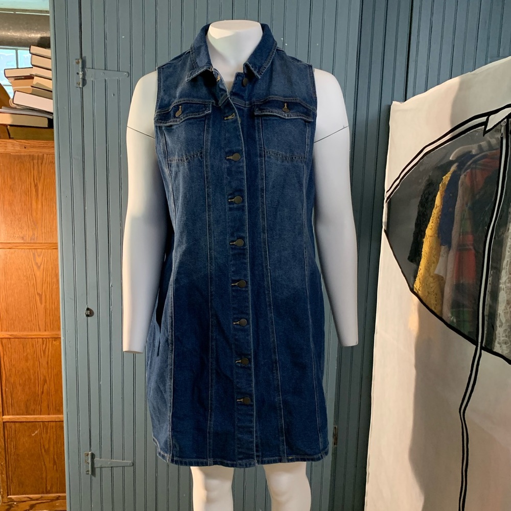 Plus Size 20 Sleeveless Blue Jean Dress